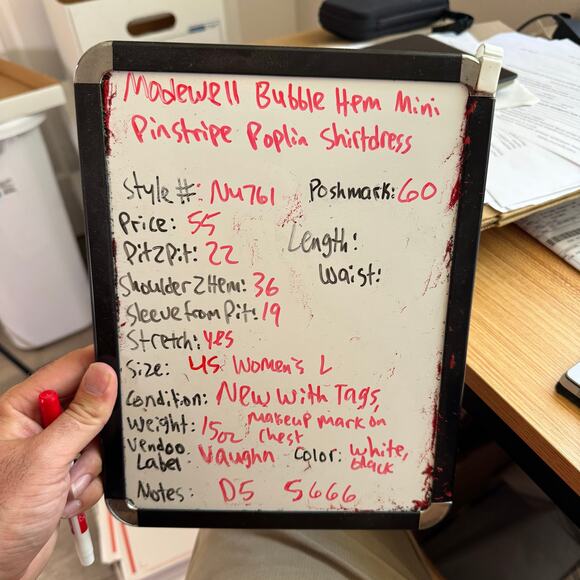 Madewell Bubble Hem Mini Pinstripe Poplin Shirtdress US Women's L New - Picture 8 of 8